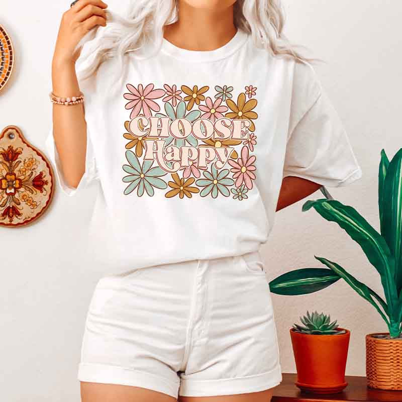Choisissez un t-shirt à imprimé Happy Flowers