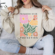Sweat-shirt à col rond et imprimé fleurs sauvages