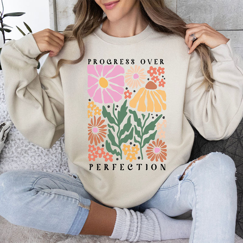 Sweat-shirt à col rond et imprimé fleurs sauvages