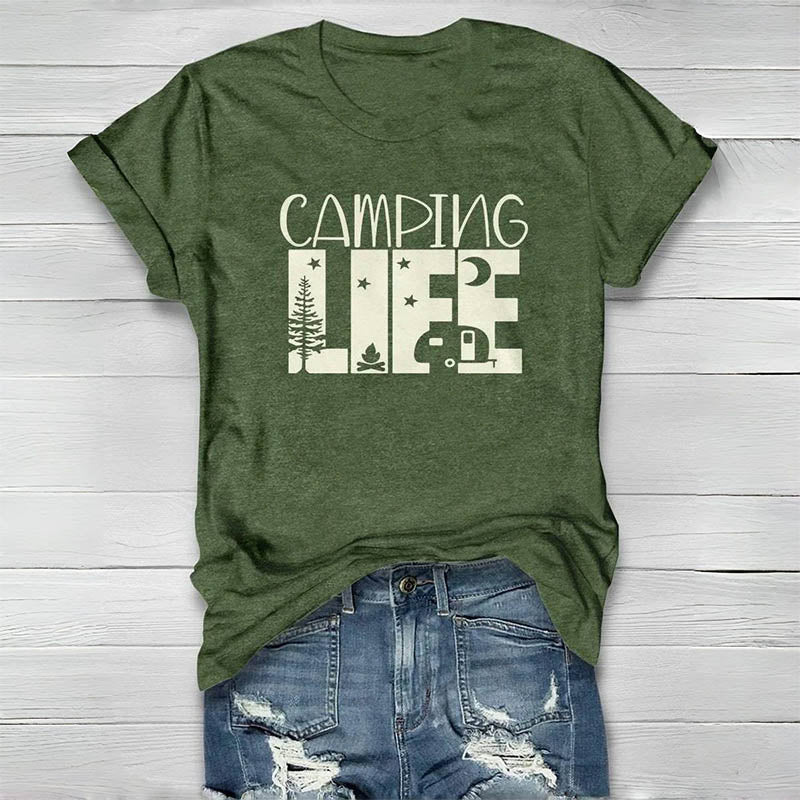 T-shirt ras du cou imprimé Camping Life