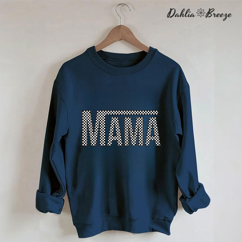 Sweat-shirt rétro Mama à carreaux