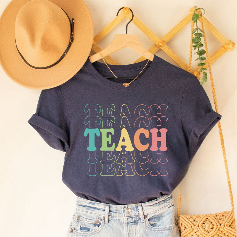 T-shirt rétro à imprimé lettre Teach