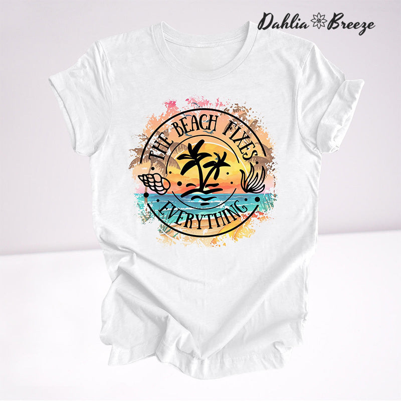 The Beach Fixes Everything Cute Beach Vacation T-shirt