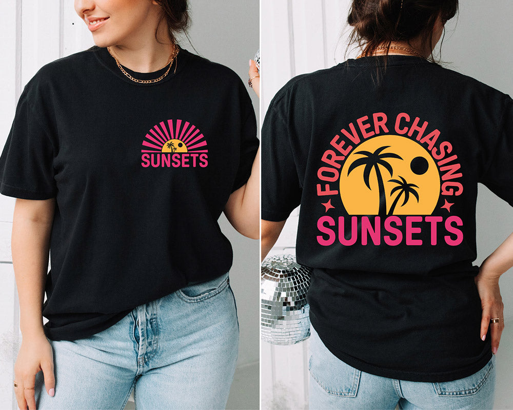 Forever Chasing Sunsets Retro Beach T-shirt