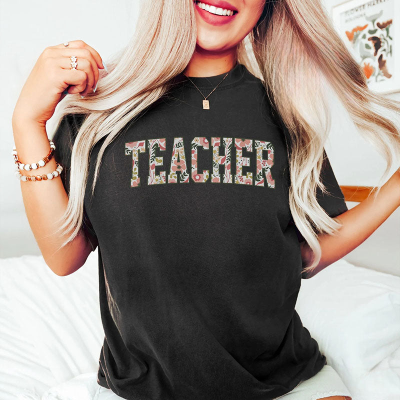 T-shirt professeur fleuri