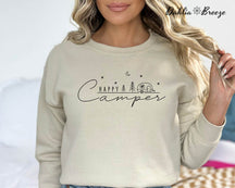 Sweat-shirt à col rond Happy Camper