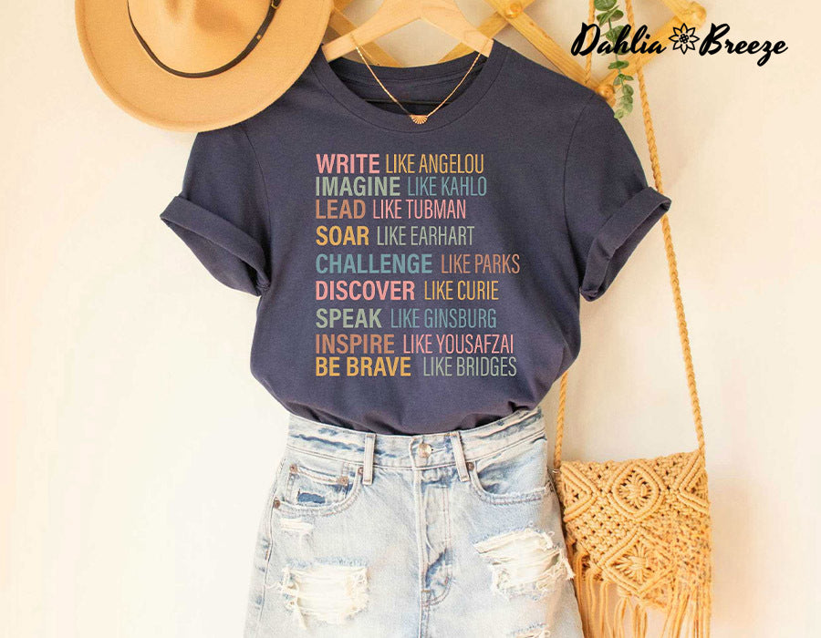 T-shirt imprimé lettre femme forte