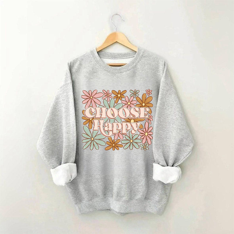Choisissez le sweat-shirt imprimé Happy Flowers