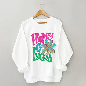 Kleeblatt-Sweatshirt „Happy Go Lucky“.