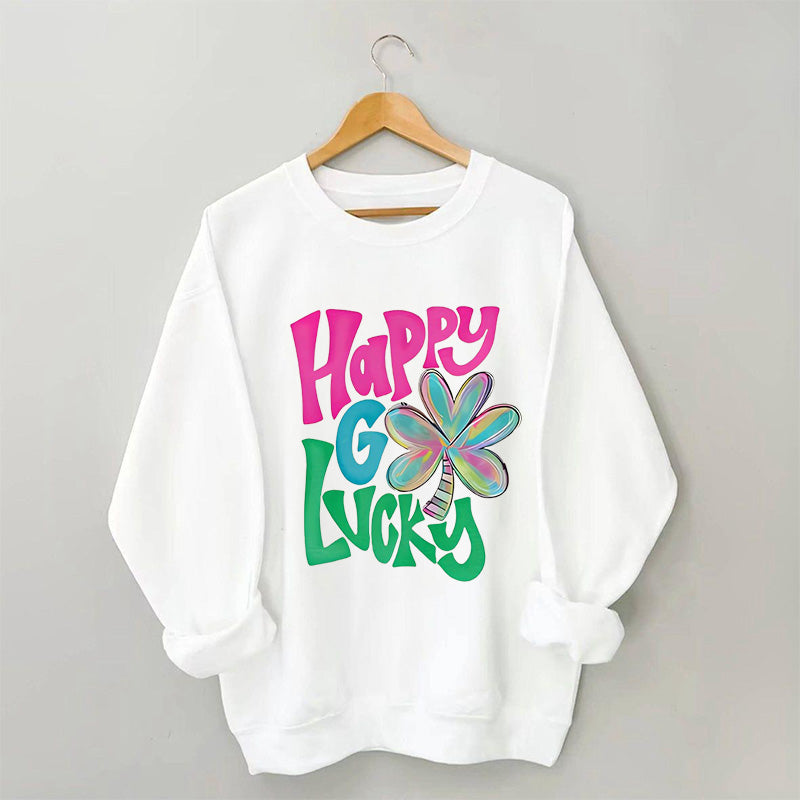 Kleeblatt-Sweatshirt „Happy Go Lucky“.