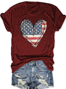 T-shirt coeur drapeau américain