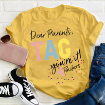 T-shirt Étiquette Chers Parents
