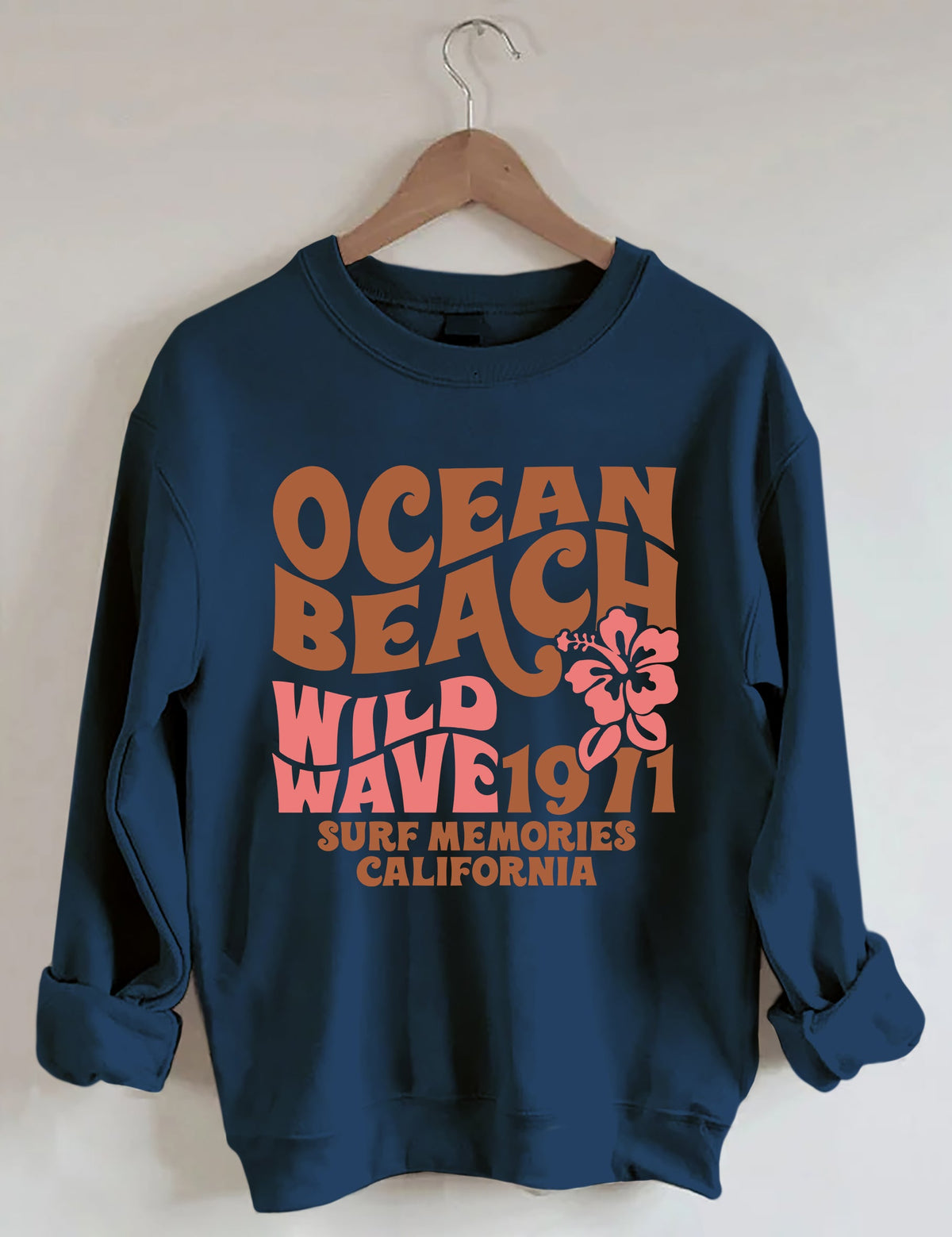 Ocean Beach Wild Wave 1971 Surf Memories Californie Sweatshirt