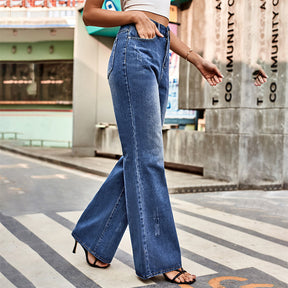Jean mode bootcut délavé