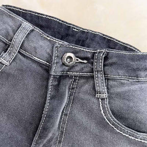Jean extensible taille haute à ourlet brut