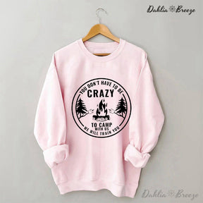 Sweat-shirt drôle à col rond Crazy Camping