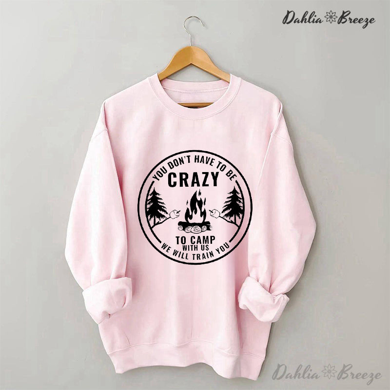 Sweat-shirt drôle à col rond Crazy Camping