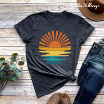 T-shirt ondulé rétro Sunset Rays
