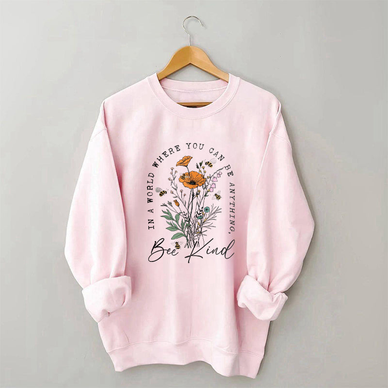 Bee Kind Sweatshirt mit Blumendruck