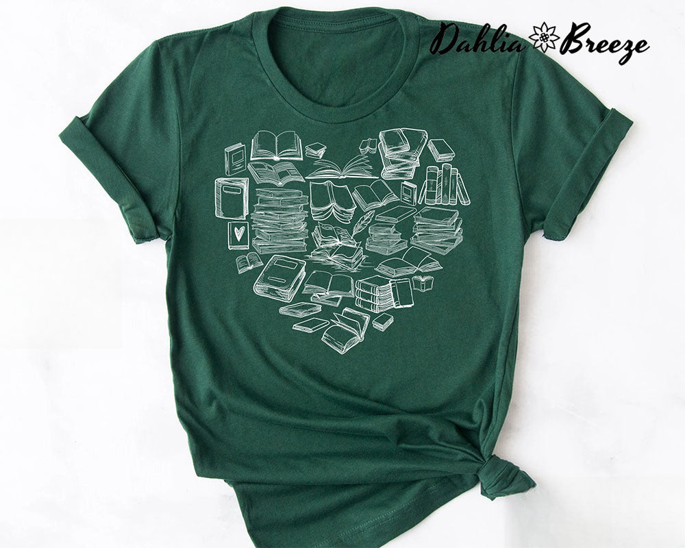 T-shirt imprimé coeur livres