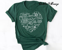 T-shirt imprimé coeur livres