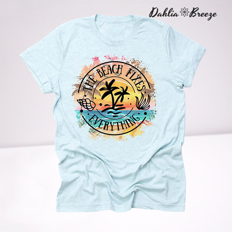 La plage répare tout T-shirt mignon de vacances à la plage