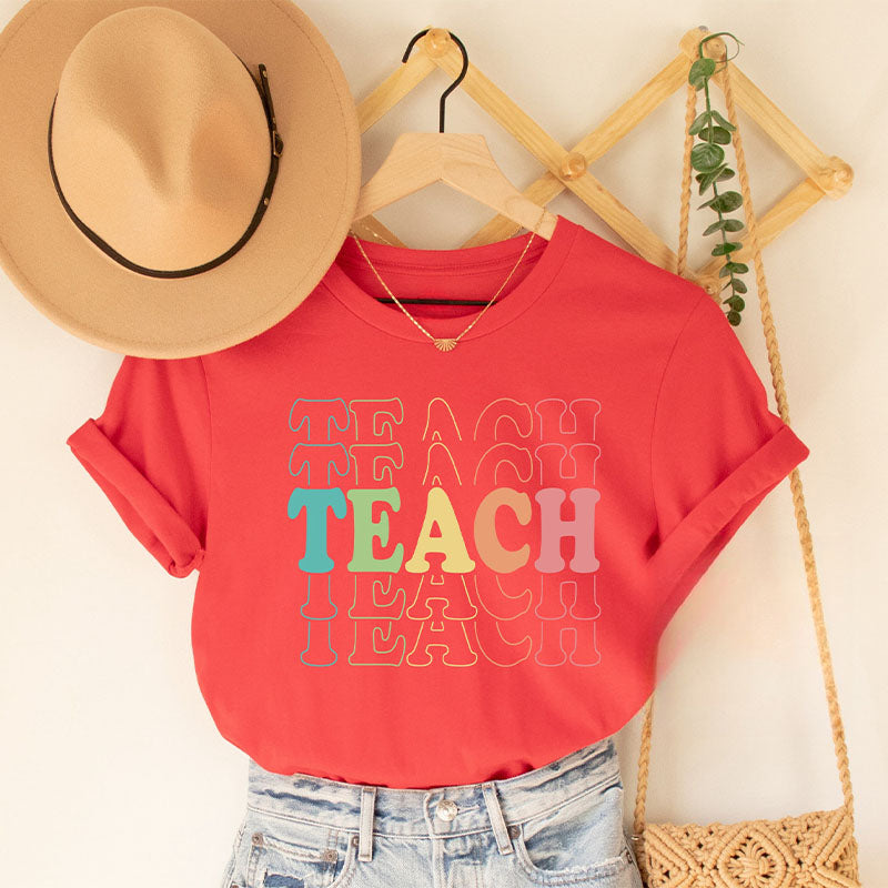 T-shirt rétro à imprimé lettre Teach