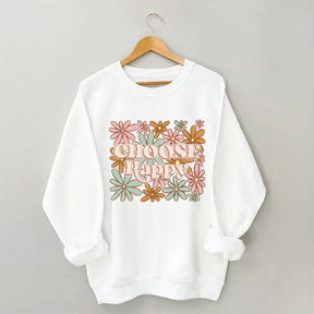 Choisissez le sweat-shirt imprimé Happy Flowers