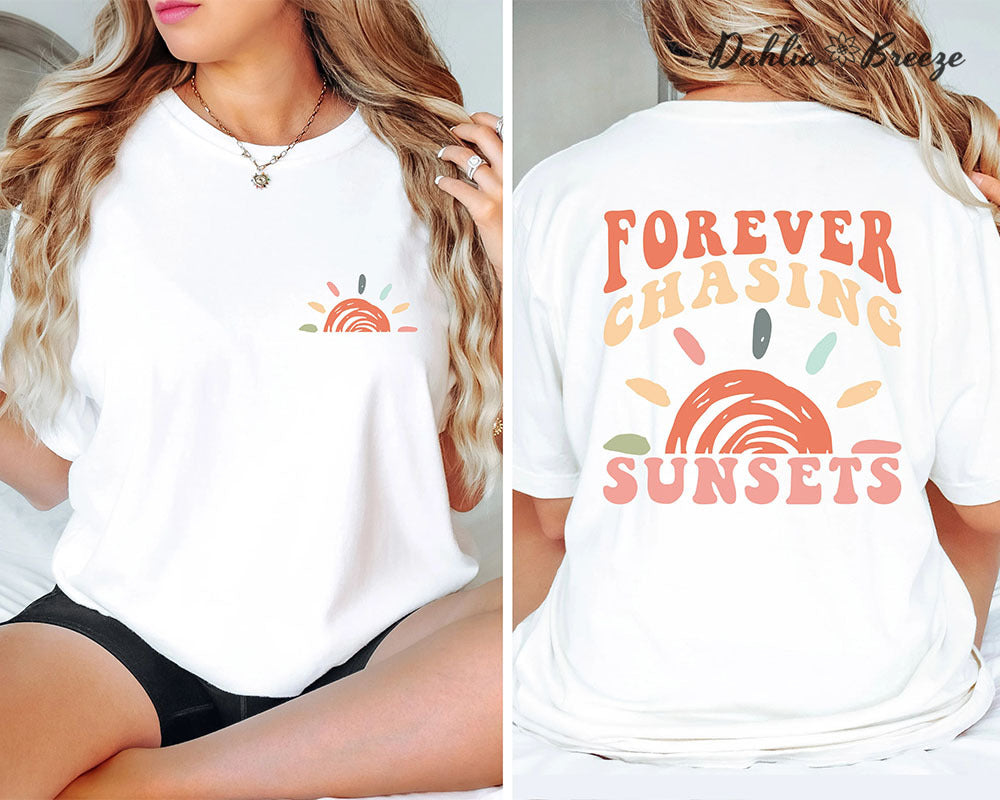 T-shirt rétro Sunsets Beach pour les vacances d'été