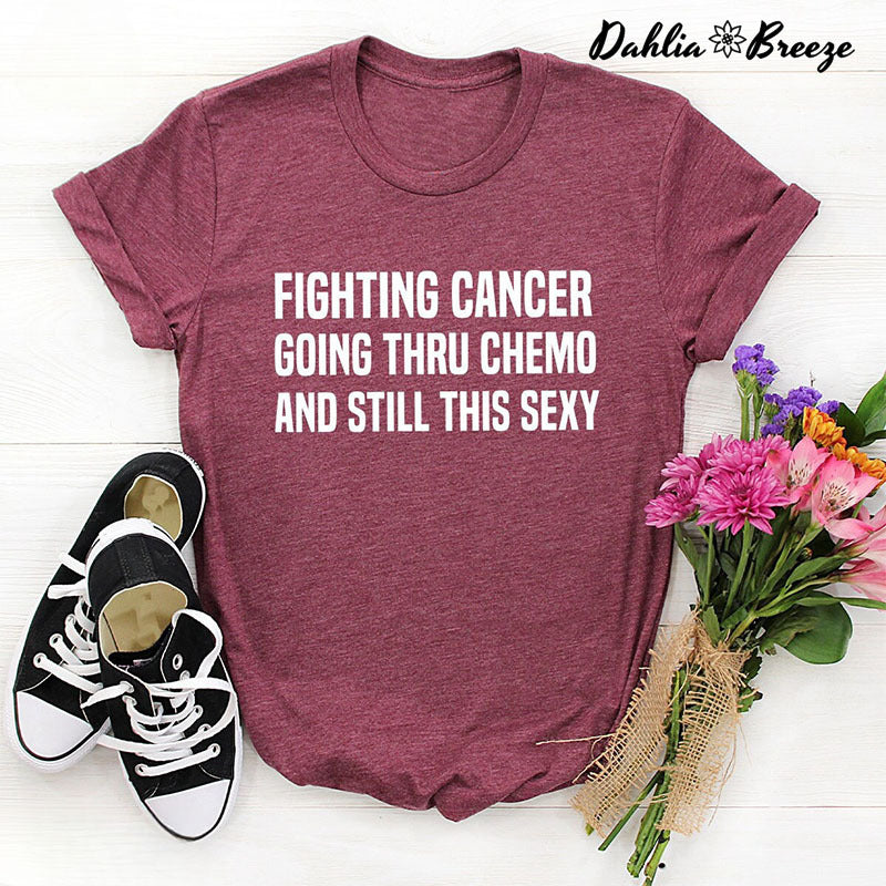 T-shirt imprimé lettre Fighting Cancer