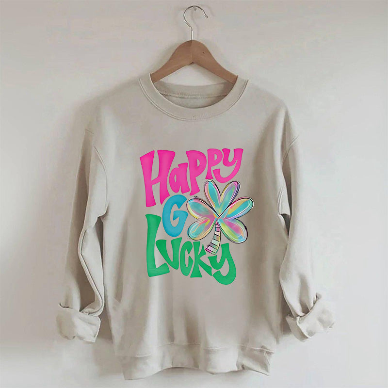 Kleeblatt-Sweatshirt „Happy Go Lucky“.