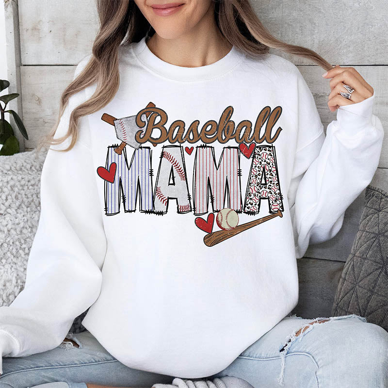 Sweat-shirt rétro imprimé maman baseball