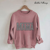 Sweat-shirt rétro Mama à carreaux