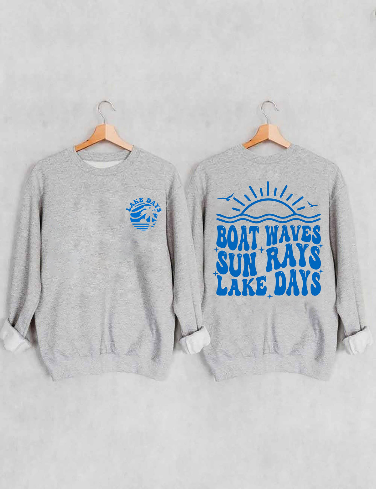 Sweat-shirt Bateau Vagues Rayons du Soleil Jours du Lac