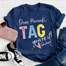T-shirt Étiquette Chers Parents