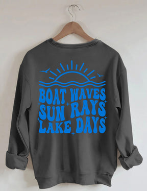 Boat Waves Sun Rays Lake Days Sweatshirt