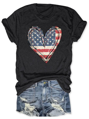 T-shirt coeur drapeau américain