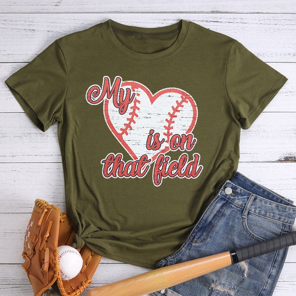 T-shirt de baseball Mon cœur est sur ce terrain