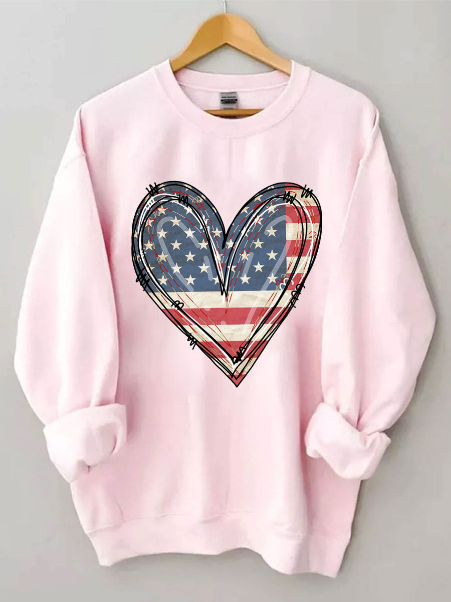 Sweat-shirt coeur drapeau américain