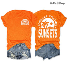T-shirt à col rond avec lettre positive Forever Chasing Sunsets