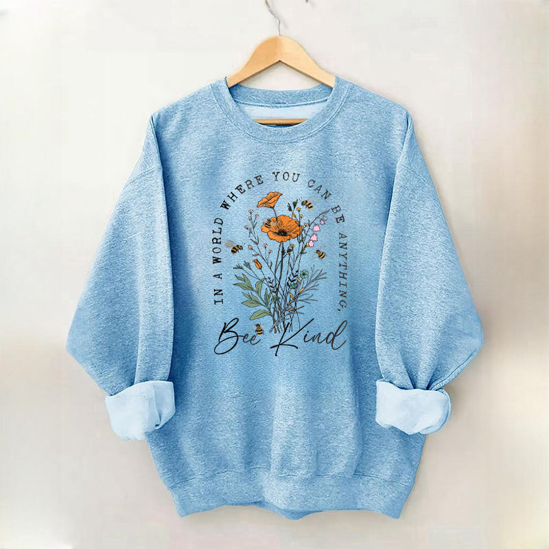 Bee Kind Sweatshirt mit Blumendruck