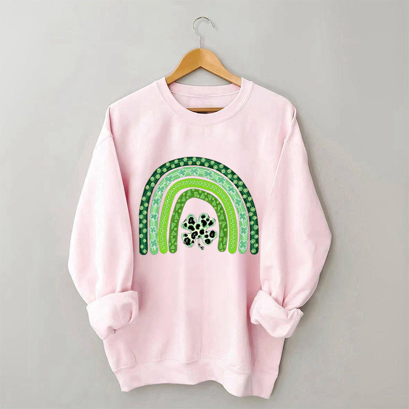 Kleeblatt-Leopard-Regenbogen-Sweatshirt