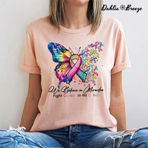 T-shirt imprimé papillon Cancer Warrior