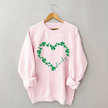 Sweat-shirt Heart Shamrock St Patrick's Day