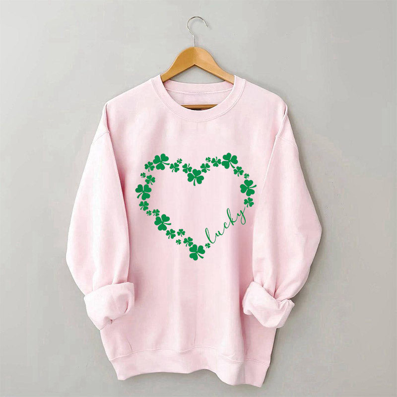 Sweat-shirt Heart Shamrock St Patrick's Day