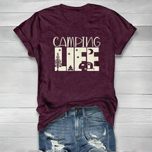 T-shirt ras du cou imprimé Camping Life