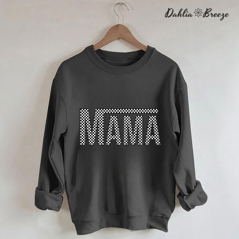 Sweat-shirt rétro Mama à carreaux