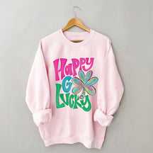 Kleeblatt-Sweatshirt „Happy Go Lucky“.