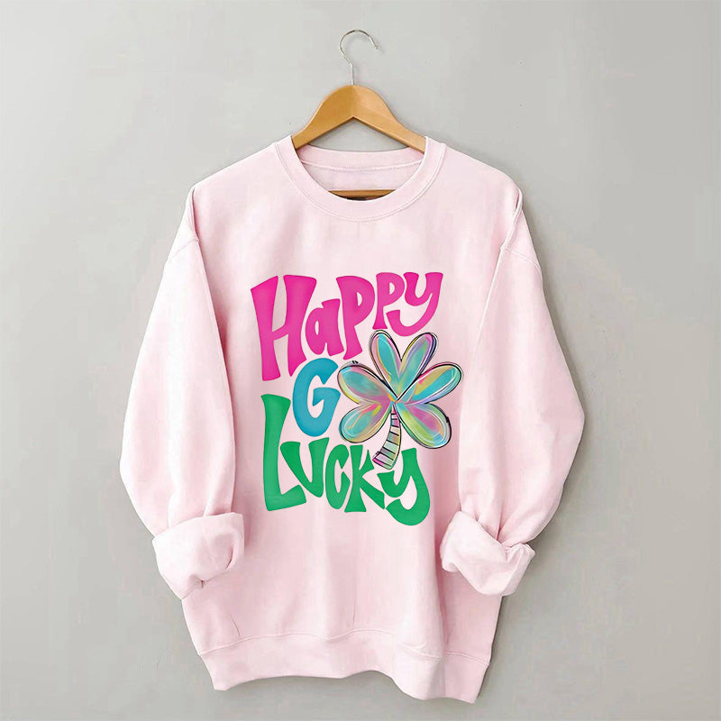 Kleeblatt-Sweatshirt „Happy Go Lucky“.