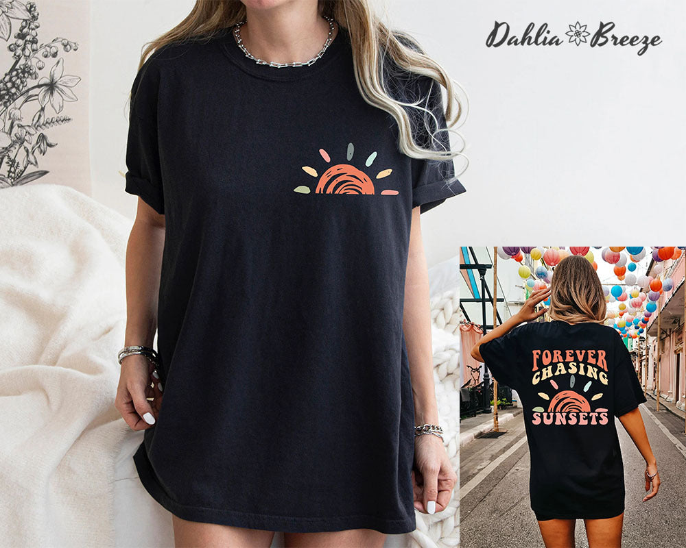 T-shirt rétro Sunsets Beach pour les vacances d'été